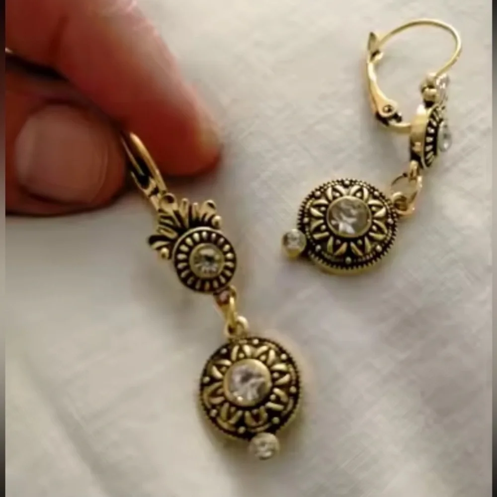 Vintage Marquis Gold Earrings